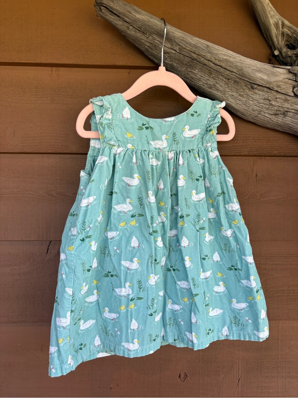 18-24 month Baby Boden Ducks Pinnie Blue Corduroy